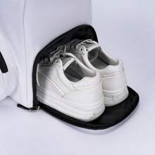 [2025 Nowy styl] Torba na ramię do przechowywania rakiety do badmintona Duża pojemność Wielokieszeniowa torba sportowa do fitnessu Niezależna przegroda na buty + konstrukcja oddzielająca rzeczy suche i mokre Może pomieścić 2 rakiety Unisex Modna torba na sprzęt tenisowy do badmintona, prezenty na Dzień Matki