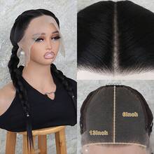13x6 Long Silky Straight White Color Synthetic Lace Front Wigs Natural Black Free Part Pre Plucked Hairline Glueless Light Pink Hair Frontal Lace Replacement Wig Heat Resistant Soft Fiber For Fashion Women Girls Daily Party Use Ready To Wear - màu đen - Xem 7