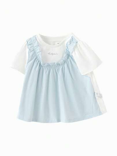 Balabala Baby Girls' Layered Short-Sleeve Tee, Cute & Playful Summer Wear