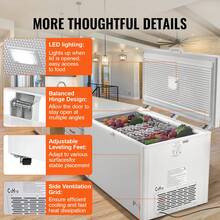 Chest Freezer, 17 Cu.Ft Freestanding Top Open Door Commercial Chest Freezers, Large Deep Freezer With 4 Removable Baskets, Locking Lid, Adjustable Temp For -18.4℉-10.4℉/32℉ To 50℉, LED - White 17 Cu.ft - View 6