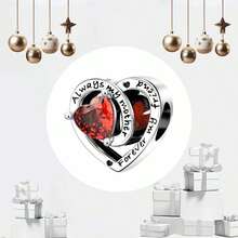 Easvnya 1pc Fashionable Silver-Plated Heart-Shaped Birthstone Series, Stylish 3D Design, Suitable For Bracelet And Necklace Accessories, Can Be A Perfect Jewelry Gift For Birthday And Holidays - A Heart-shaped Birthstone Blue - View 11