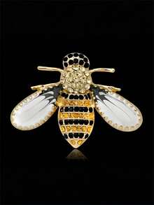1pc Fashionable Exquisite Rhinestone Bee Brooch Pin, Unique Animal Chest Pin, Versatile Accessory - Multicolor - View 5