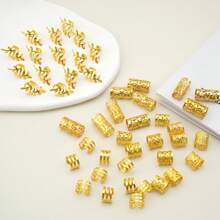 40 piezas Anillos huecos para el cabello, Cuentas de rastas Anillos de trenzado del cabello Clips Accesorios de metal para trenzas Decoración/Accesorios Juego de lazos dorados para el cabello, estilo callejero, accesorios para el cabello trenzado de fiesta Tocado dorado/plateado