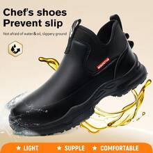 CEATSAFETV Unisex Comfortable Chef Shoes, Lightweight And Easy To Put On/Take Off, Easy To Maintain, Rubber Sole, EVA Non-Slip, Kitchen-Specific Oil-Resistant Shoes, Wear-Resistant, Suitable For Long Standing, Relieve Foot Pressure, Suitable For Restaurants, Food Factories, Hospitals And Other Places. Shoe Size Is Large, Recommend Choosing One Size Smaller. - Black - View 3