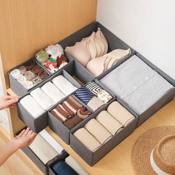 Set de 6 bolsas organizadoras de ropa interior, cajas de almacenamiento de estilo cajón para calcetines, cajas organizadoras de sostenes, soluciones de almacenamiento para armario y dormitorio