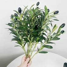 1 buc ramură de măslin artificială, aranjament floral pentru decorarea casei, frunze verzi cu fructe, decor pentru camera de zi, umplutură pentru vaze DIY, verdeață în ghiveci, consumabile pentru evenimente și festivaluri, plante artificiale