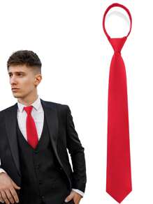 1pc Men's Formal Necktie, Solid Color Easy Snap Tie For Business Attire Men Necktie