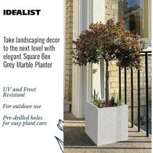40cm Square Planter For Garden| Grey Marble Effect Reinforced Stone Flower Pot - Grey Marble - View 3