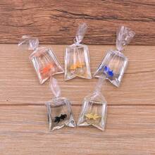 10 pezzi ciondoli in resina a forma di pesce rosso, divertenti ciondoli a forma di sacchetto d'acqua per orecchini, collane, bracciali, portachiavi, creazione di gioielli (colore casuale)