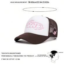 1pc Women's Fashionable Cartoon Letters Embroidery Hip Hop Cap, Fashionable Outdoor Adjustable Sun Protection Lovers Baseball Cap Snapback Hat For Spring, Summer, Autumn And Winter