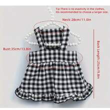 2 件套黑白格子宠物连衣裙带头带，编织涤纶狗/猫装，套头衫款式，仅可手洗，适合小型犬和猫 - 黑與白 - 查看 2