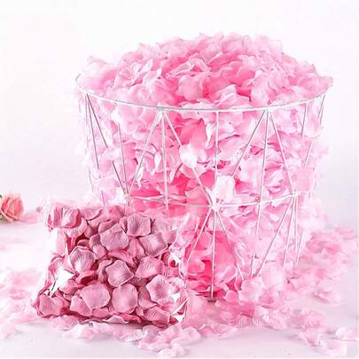 1200 片人造玫瑰花瓣抛洒五彩纸屑，粉色人造丝花瓣适用于浪漫装饰、求婚、婚礼、周年庆典、母亲节、情人节和订婚派对装饰