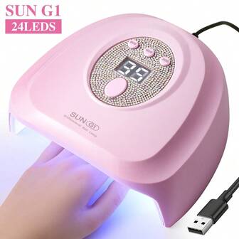 LIMEGIRL 24 LED 专业指甲烘干机，带智能传感器和大型 LCD 显示屏，USB 供电 UV 凝胶指甲灯，塑料，无甲醛，3 个定时器设置，适用于沙龙品质家庭美甲