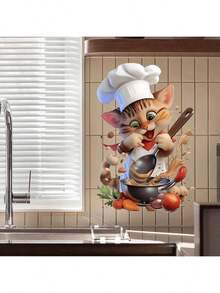 1pc Creative Cute Kitchen Mouse Self-Adhesive Wall Sticker, Suitable For Home Decor Stickers In Kitchen, Living Room Corner, Stairs Wallpaper Wall Paper Wall Stickers Room Decor Wall Decor Kitchen Decor - Multicolor - View 8