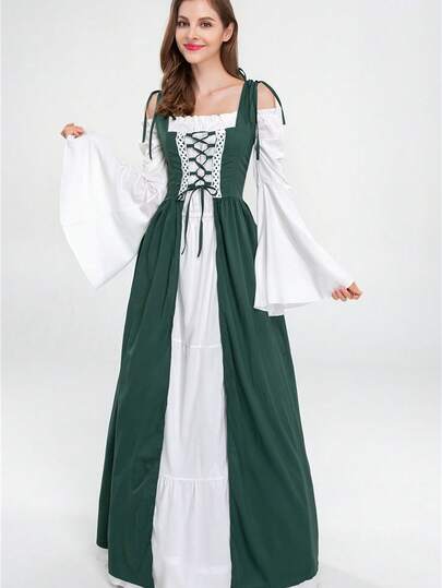 Women's Vintage European Royal Palace Princess/Queen Costume, Suitable For Drama Stage Play Performance, Holiday Costume Halloween, Party Dress