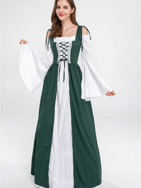 Women's Vintage European Royal Palace Princess/Queen Costume, Suitable For Drama Stage Play Performance, Holiday Costume Halloween