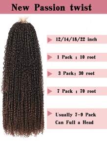 22 Zoll Göttin Twist gehäkelte Haarverlängerungen, vorgetwistete bohemian gehäkelte Zöpfe, natürliche schwarze Farbe