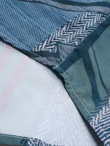 Áo sơ mi nam tay ngắn họa tiết hình học thường ngày, mùa hè - Màu xanh Ô liu - Xem 6