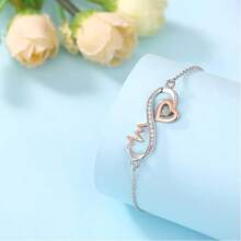 1pc Aunt & Niece Infinity Heartbeat Bracelet With Card And Box Gift, Birthday Gift, Christmas Gift