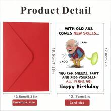 Humorous "New Skills With Age" Birthday Greeting Card For Grandfather, Brother, Or Friend, Versatile Celebration Card