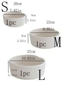 1pc/3pcs Set Open Desktop Storage Organizer Baskets, Hand-Woven Rope Round Bins, Available In Small/Medium/Large Sizes