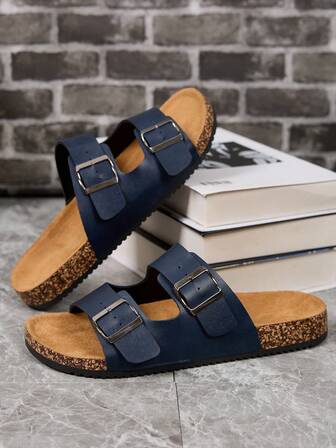 1 par de sandalias de mujer de unicolor con correa de cuero sintético estilo bohemio, para uso al aire libre/vacaciones/playa/boda, primavera/verano