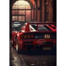 1 pieza Póster de arte de pared sin marco Coche de lujo rojo y negro F40 Póster e impresiones Pintura en lienzo Arte de pared Decoración moderna para sala de estar, oficina y hogar