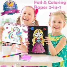 1 Set di quaderni per disegno e pittura con foglio di lamina dorata, materiale per viaggi, regalo per bambini
