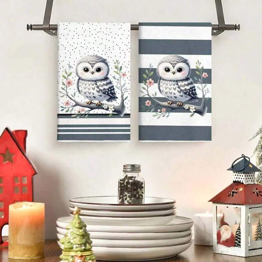 1/2 khăn lau tay Gray Owl, khăn lau bát đĩa bằng polyester mềm mại và thấm hút có thể giặt bằng máy, hoàn hảo để trang trí nhà bếp, nấu ăn, nướng bánh, trang trí ngày lễ và đồ dùng phòng tắm, trang trí bàn, đồ dùng nhà bếp, trang trí nhà cửa, quà tặng tân gia phòng tắm nhà mới, khăn lau bếp - Nhiều màu - Xem 1
