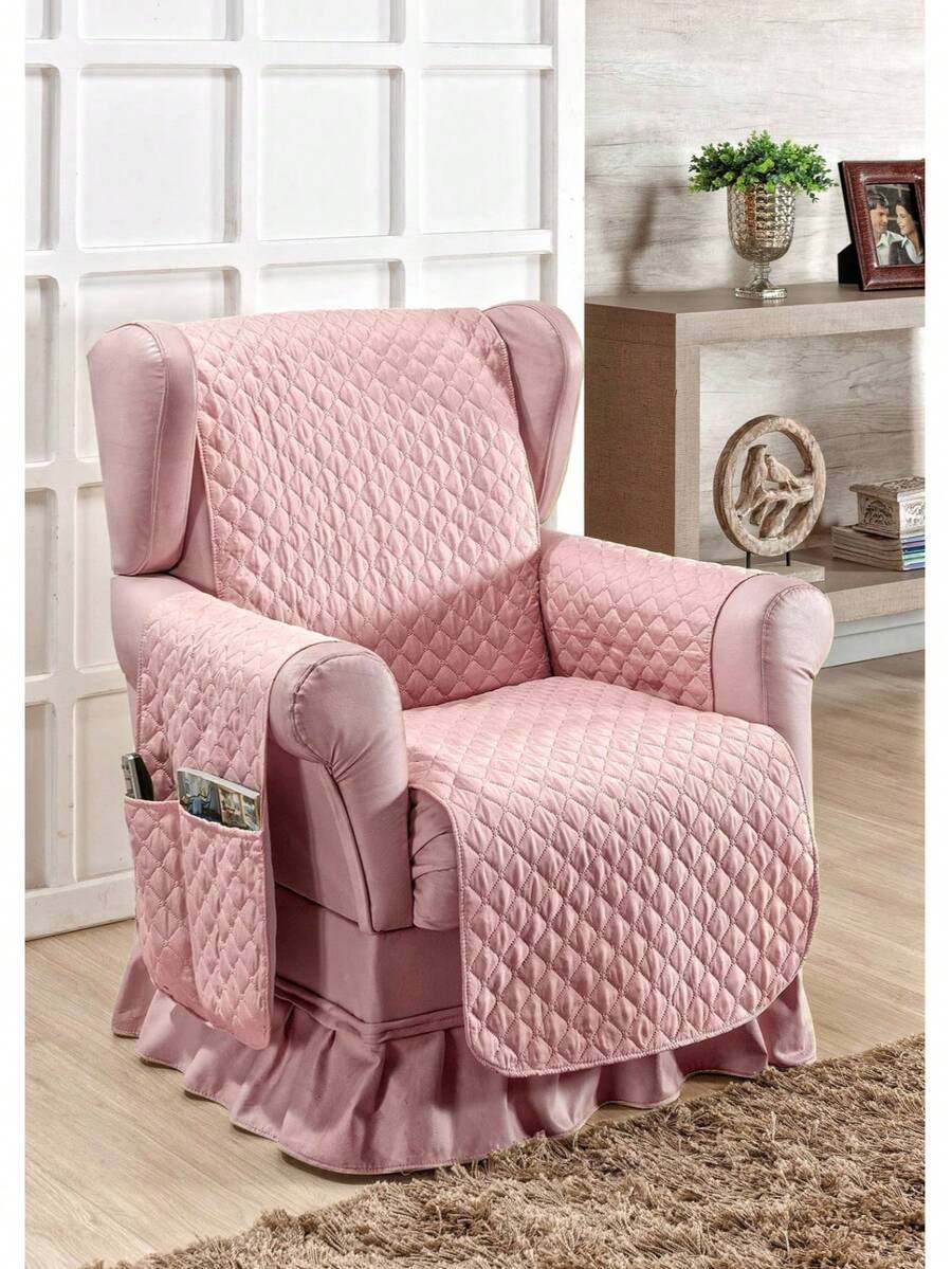 Sofa Protector Cover For 1 Seater Armchair With Storage Pocket - 乾枯玫瑰色 - 查看 1