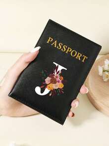 1pc A-Z 26 Letters Fashionable Letter Print Stylish Burgundy Passport Cover, Premium PU Leather Passport Wallet With Multi-Card Pockets For Credit Cards, Boarding Passes, And IDs Graduation - Burgundy - View 69