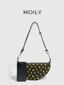 Bolso bandolera de mujer de estilo punk callejero, ajustable, con remaches