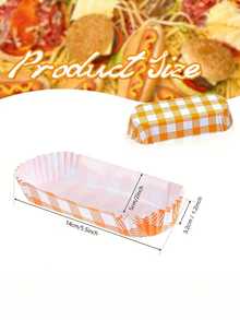 30pcs/Set Paper Food Tray - Paper Hot Dog Tray, Multifunctional Snack Stall Service Boat, Rectangular Ripple Design, Suitable For Snacks, Party Supplies, Takeout (Grid Pattern) - Multicolor - View 8