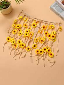 1 件女士手工彩色花卉身体链腰链波西米亚白色、彩色、黄色雏菊流苏腰带，适合日常、夏季、海滩度假搭配秋季、万圣节