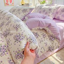 1pc Soft And Comfortable Ins Style Wrinkle Washed Ditsy Floral Pattern Duvet Cover, Double-Layer Gauze Single Quilt Cover - Multicolor - View 7