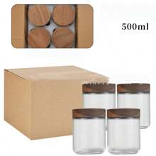 Kitchen Glazed Canister For Dry Fruits & Snacks, Large Capacity Food Storage Container With Airtight Wooden Lid