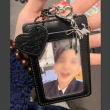 Pinza para tarjeta de identificación con colgante de lazo plateado y gato de piel de imitación negra para estudiantes, portador de tarjeta de identificación del campus, útiles escolares, de vuelta a la escuela