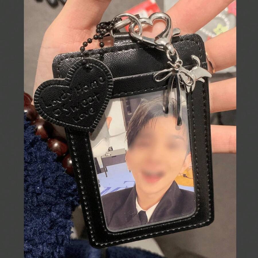Pinza para tarjeta de identificación con colgante de lazo plateado y gato de piel de imitación negra para estudiantes, portador de tarjeta de identificación del campus, útiles escolares, de vuelta a la escuela