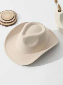 1pc Unisex Solid Boho Cowgirl Hat Cowboy Hat Wide Brim Handmade Plain Fedora Hat Jazz Panama Hat Soft Felt Hat Western Suitable For Daily Use