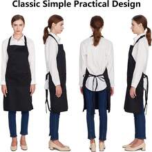 12 Pack Bib Apron,Unisex Black Commercial Apron With 2 Pockets,Unisex Black Plain Aprons With Long Ties,Kitchen Cooking Aprons For Women Men Chef,Painting BBQ Grilling Baking Restaurant,Machine Washable - Red - View 4