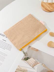 1Piece Corduory Makeup Bag Zippered Pouch Beauty Tool Storage Bag Corduroy Toiletry Bag Clutch Cosmetic Bag Corduory Makeup Pouch Portable Coin Purse Corduory Pencil Case For Gift Women Travel Bag Travel Essentials Gift Bags ,Birthday Gifts,Gifts For Friends And Teachers,Home Decor,Bathroom Livingroom Bed Room Decor,Bathroom Organizer,Jewelry Organizer,Lip Oil Organizer, - Multicolor - View 12