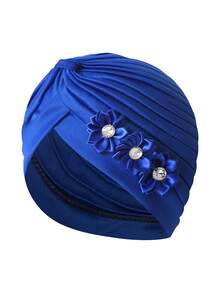 1pc Vintage Women's Solid Rhinestone Flower Casual Bandana Hair Wrap Hat, Versatile Watermelon Hat Hair Sleep Cap Sleep Bonnet,Beach,Travel - Multicolor - View 28