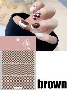 1pc Checkered & Houndstooth Nail Sticker, Waterproof Self-Adhesive Cuttable, Black & White Line Nail Art Decals, Fashionable Ins Style Nail Decorations