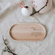 Personalized Gift For Mother's Day Custom Beech Wood Tray Engraved With Thank You Mom Vase Aromatherapy Tray Waxed Beech Serving Board Coffee Cake Tray Mother's Day Gift