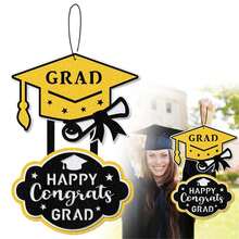 Decoraciones de graduación 2025 Cartel de felicitaciones para graduados con cuerda para la clase de 2025 de gran tamaño 17.4'' X 12'' Letrero de bienvenida para graduados para decorar la puerta principal, regalos de felicitaciones para graduaciones - Multicolor - Ver 1