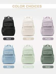 学校背包笔记本电脑背包 15-17 英寸男女款，轻便耐用学校书包男士女士 15.6 英寸电脑包 - 米色 - 查看 9