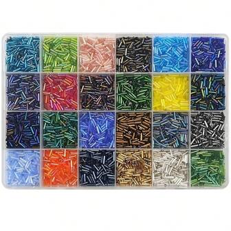 3600+st 2*6mm Tube Beads Kit Glas Bugle Seed Beads Små hantverkspärlor För DIY Armband Halsband Crafting Smyckestillverkning