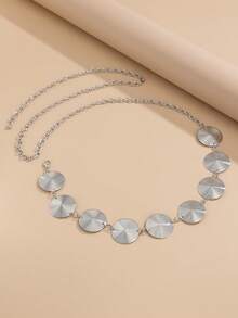 1pc Retro Exaggerated Spiral Disc Waist Chain, Bohemian Style Metal Shell Combination Waist Chain, Beach Holiday Party Jewelry Body Chain Accessory - Round Piece - View 7