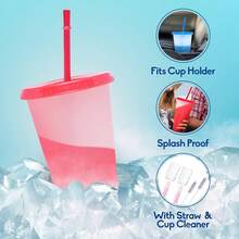 20 PCS 710 Ml Color-Changing Magic Cups With Lid And Reusable Straw, Multicolor Cups For Cold Drinks, Parties, Home And Office - Multicolor - View 3