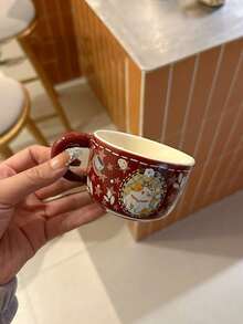 Cốc gốm họa tiết hoa mèo dễ thương, Cốc gốm chất lượng cao, Cốc cà phê/nước sử dụng tại nhà và văn phòng, Cốc ăn sáng - Nhiều màu - Xem 10